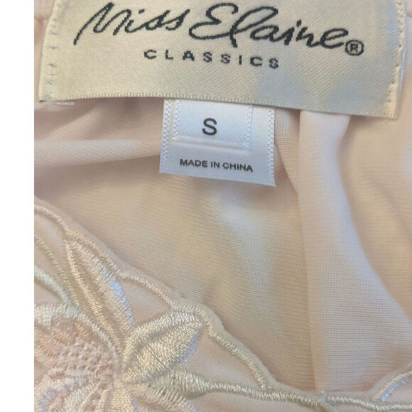 Miss Elaine Pale Pink Short Sleeve Embroidered Collar Maxi Nightgown Small, NWT - Picture 11 of 11